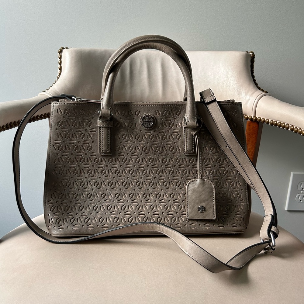 Tory Burch taupe satchel style bag - Picture 1 of 10